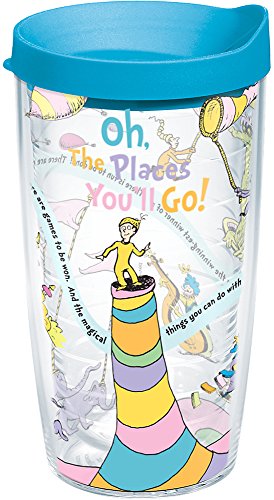 Tervis Dr. Seuss Oh the Places You'll Go Made in USA Double Walled Insulated Tumbler Travel Cup Keeps Drinks Cold & Hot, 16oz, Classic