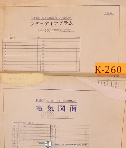 Kuraki KV-1300/1600/2000, Electric Ladder and Wiring Diagram Manuals