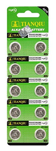 Tianqiu AG10 389A LR1130 LR54 L1131 SR1130 Button Cell Batteries [10-Pack]