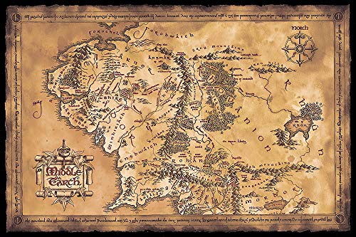 POSTER STOP ONLINE The Hobbit/The Lord of the Rings - Movie Poster/Print (Map of Middle Earth - Limited Dark/Sepia Edition) (Size 36" x 24") (Unframed)