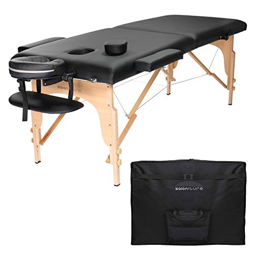 Book Cover Saloniture Professional Portable Folding Massage Table with Carrying Case - Black