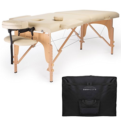 Book Cover Saloniture Professional Portable Folding Massage Table with Carrying Case - Cream