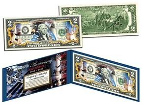 MAN IN SPACE * 50th Anniversary * Colorized Genuine Legal Tender US $2 Bill NASA