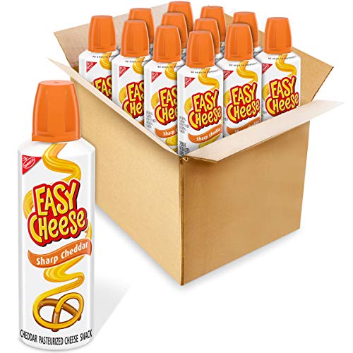 Easy Cheese Sharp Cheddar Cheese Snack, 12 - 8 oz Cans