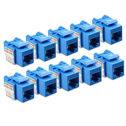 Cable Matters UL Listed 10-Pack Cat6 RJ45 Keystone Jack (Cat 6, Cat6 Keystone Jack) in Blue