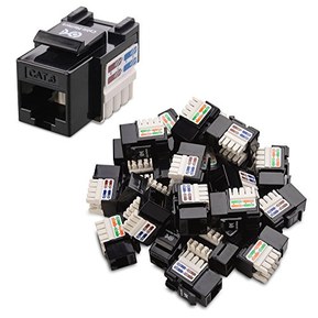 Cable Matters UL Listed 25-Pack RJ45 Keystone Jack in Black with Keystone Punch-Down Stand