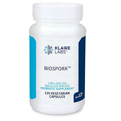 Klaire Labs Biospora Probiotic - Bacillus Coagulans & Subtilis 2 Billion CFU for Digestive & Immune Support - Soil-Based (SBO) & Shelf-Stable Spore Forming Probiotic for Men & Women (120 Capsules)