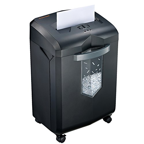 Bonsaii EverShred C149-C 18-Sheet Heavy Duty Cross-Cut Paper/CD/Credit Card Shredder with 6 Gallon Pullout Basket and 4 Casters, 60 Minutes Running Time, Black