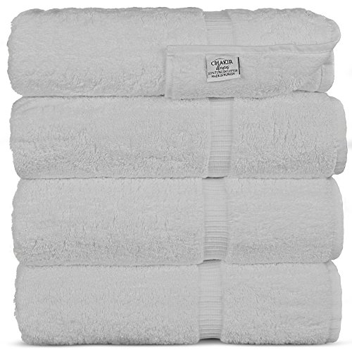 Book Cover Chakir Turkish Linens Turkish Cotton Luxury Hotel & Spa Bath Towel, Bath Towel - Set of 4, White