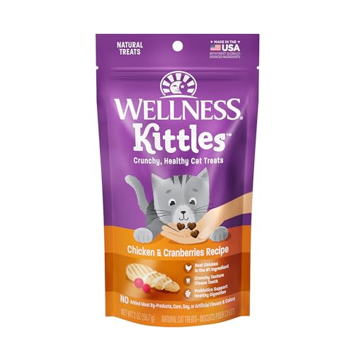 Wellness Kittles Crunchy Natural Grain Free Cat Treats, Chicken & Cranberry, 2-Ounce Bag