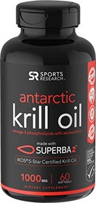Antarctic Krill Oil (Double Strength) with Omega-3s EPA, DHA and Astaxanthin (60 Softgels - 1000mg)