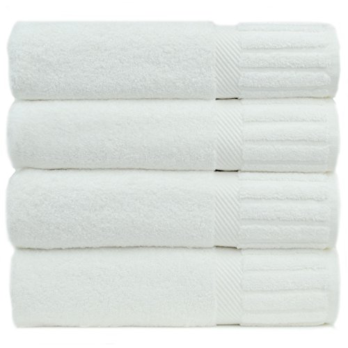 Book Cover Chakir Turkish Linens Luxury Hotel & Spa Turkish Cotton Piano (White, Bath Towel-Set of 4), 4 Count