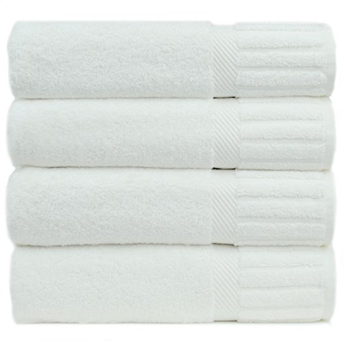 Chakir Turkish Linens Luxury Hotel & Spa Turkish Cotton Piano (White, Bath Towel-Set of 4), 4 Count