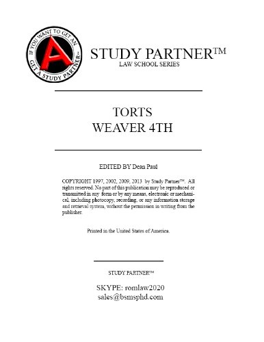 Case Briefs Torts Weaver 4th Edition