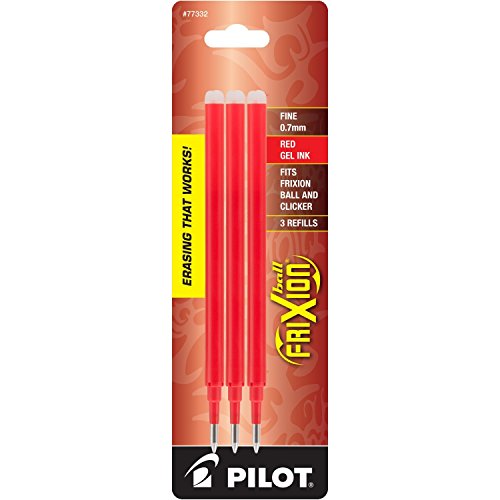 Pilot Gel Ink Refills for FriXion Erasable Gel Ink Pen, Fine Point, Red Ink, 18 total refills