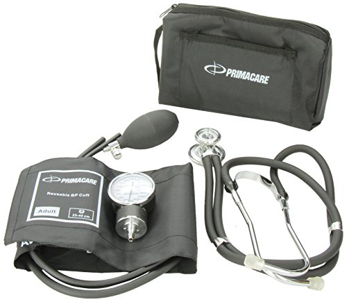 Book Cover Primacare DS-9181-BK Professional Blood Pressure Kit, Includes Aneroid Sphygmomanometer and Sprague Rappaport Stethoscope, Black