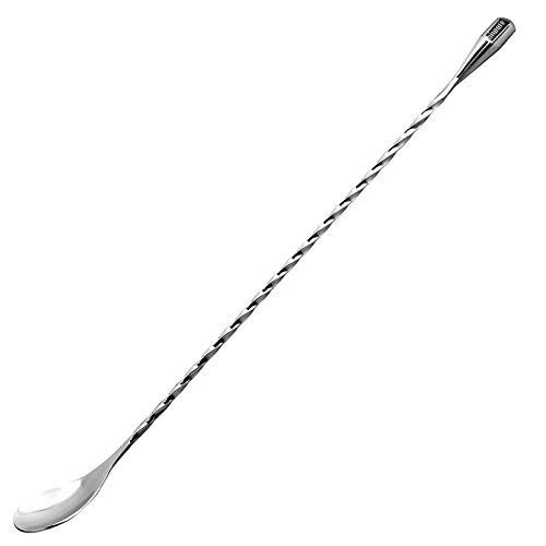 Book Cover Hiware LZS13B 12 Inches Stainless Steel Mixing Spoon, Spiral Pattern Bar Cocktail Shaker Spoon