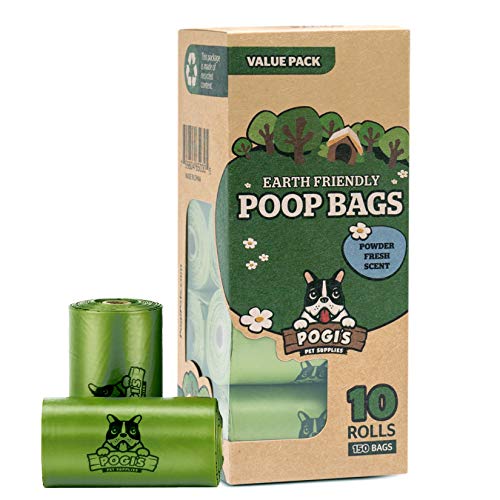 Book Cover Pogi's Poop Bags - 10 Rolls (150 Bags) - Large, Earth-Friendly, Scented, Leak-Proof Pet Waste Bags