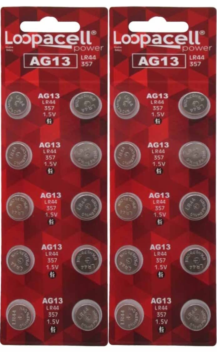 LOOPACELL LR44 AG13 357 303 SR44 Battery 1.5V Button Coin Cell 20 Batteries