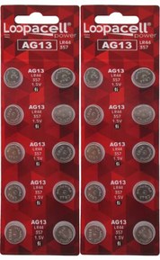 LOOPACELL LR44 AG13 357 303 SR44 Battery 1.5V Button Coin Cell 20 Batteries
