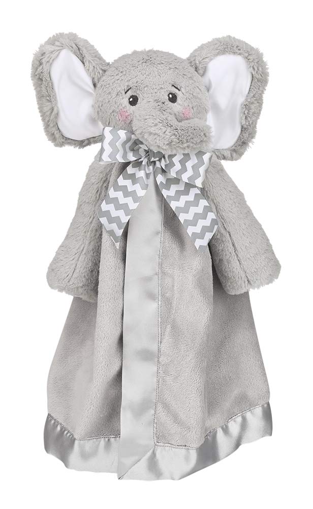 Bearington Baby Lil' Spout Snuggler, Gray Elephant Security Blanket, 15 inches Lil' Spout 15"