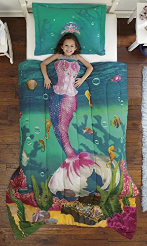 Book Cover Dream Big Sea Princess Ultra Soft Microfiber 2-Piece Comforter Sham Set, Teal, Twin