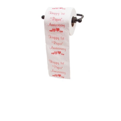 Happy 1st Paper Anniversary Printed Toilet Paper Gag Gift, Funny Novelty Anniversary Present for Him or Her