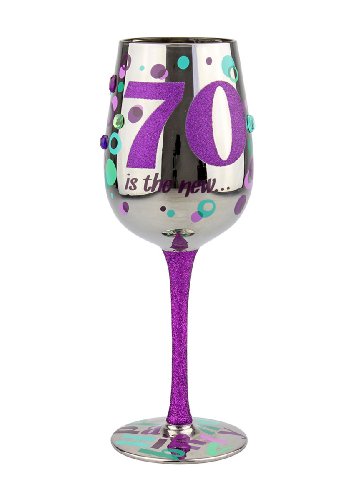 Top Shelf Decorative Metallic 70th Birthday Wine Glass, 1 Count (Pack of 1), Multicolor