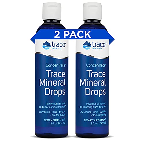 Book Cover Trace Minerals ConcenTrace Drops | Full Spectrum Minerals | Ionic Liquid Magnesium, Chloride, Potassium | Low Sodium | Energy, Electrolytes, Hydration | 192 Day Supply, 8 fl oz (Pack of 2)