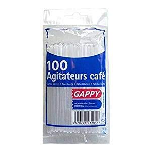 Agitateur à café jetable 11 cm • Bâton à remuer pour gobelet à café • Touillette • Agitateur blanc jetable VENDU PAR SACHET DE (100)