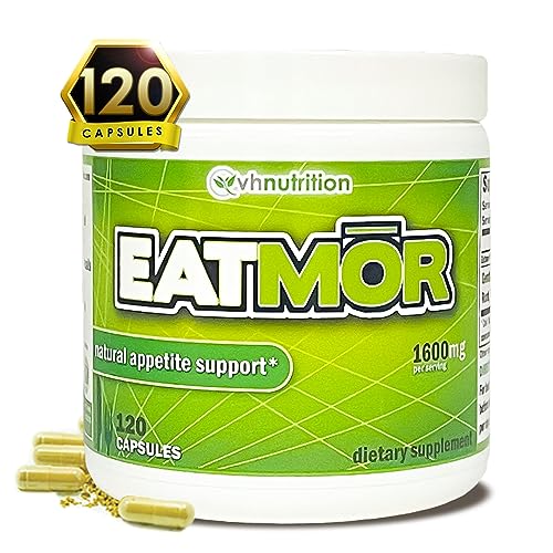 Book Cover VH Nutrition Eatmor | Appetite Stimulant* Weight Gain Pills* for Men and Women | Formulated with Gentian, Ginger, Alfalfa | 120 Capsules