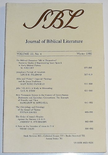Journal of Biblical Literature (Volume 111 Number 4, Winter 1992)
