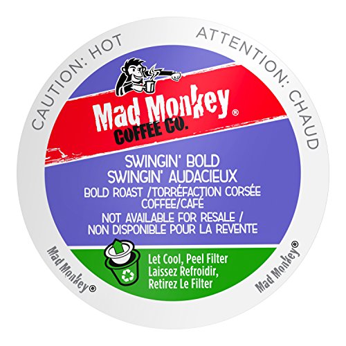 Book Cover Mad Monkey Single Serve Coffee Capsules, Swingin Bold, 100% Arabica Bold Roast, Compatible with Keurig K-Cup Brewers, 48 Count
