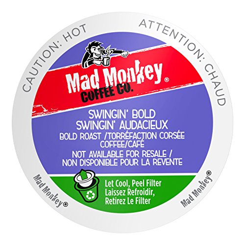 Mad Monkey Single Serve Coffee Capsules, Swingin Bold, 100% Arabica Bold Roast, Compatible with Keurig K-Cup Brewers, 48 Count