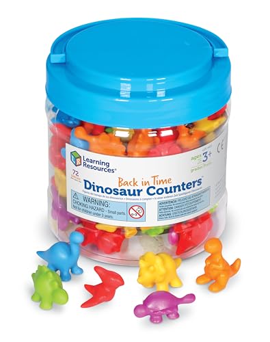 Learning Resources Back In Time Dinosaur Counters - 72 Pieces, Ages 3+ Dinosaurs for Toddlers, Dinosaurs Action Figure Toys, Kids' Play Dinosaur and Prehistoric Creature Figures