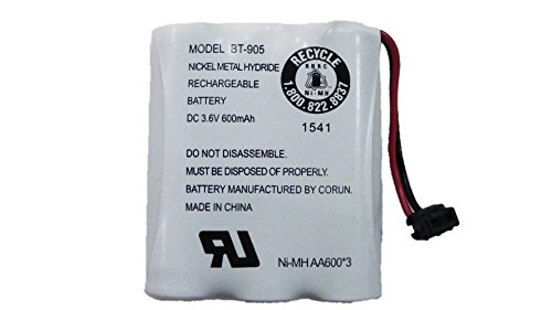 Uniden BT-905 Replacement Rechargeable Battery For many Uniden Phone Systems and Cordless Handsets, Nickel Metal Hydride Rechargeable Battery, DC 3.6V 600mAh