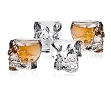 Skull Head Shot Glasses for Whiskey Liquor Bourbon Vodka - 2oz, Set of 4