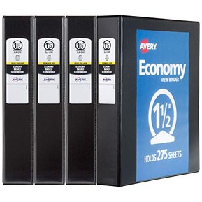Avery 19204 Economy View Binder 1.5" Black (pack of 4)