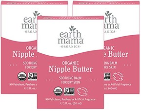 Organic Nipple Butter Breastfeeding Cream by Earth Mama | Lanolin-free, Safe for Nursing & Dry Skin, Non-GMO Project Verified, 2-Fluid Ounce (3-Pack)