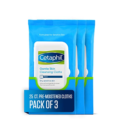 Cetaphil Gentle Skin Cleansing Cloths for Dry, Sensitive Skin, Face Cleansing Wipes, 25 Count (Pack of 3)