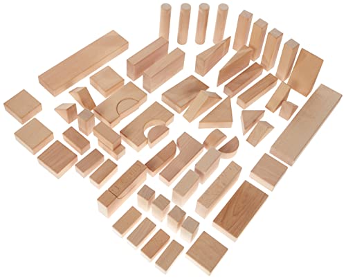KidKraft 60-Piece Wooden Cutout Shapes Block Building Architectural Set - Natural, Gift for Ages 18 mo+