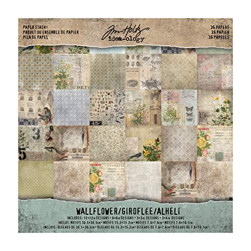 Tim Holtz idea-ology Wall Flower Paper Stash Pad, Pack of 36