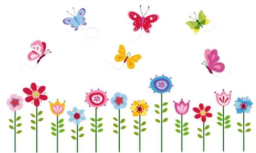 Book Cover Bright Butterfly Garden Decorative Peel & Stick Wall Art Sticker Decals