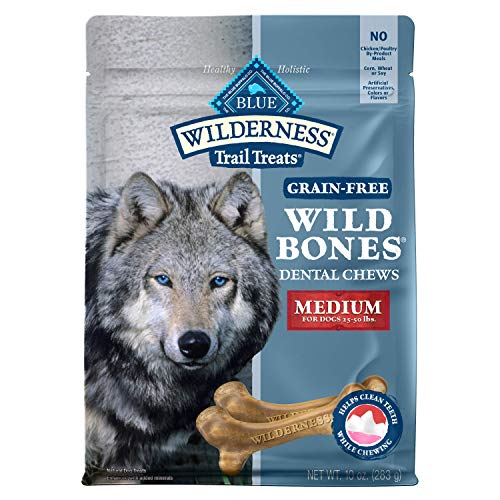 BLUE Wilderness Wild Bones Grain Free Dental Chews, 10 oz., Medium Bones for Dogs