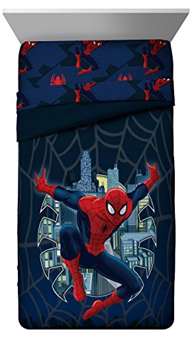 Book Cover Marvel Spider Man Saving the Day Twin/Full Comforter - Super Soft Kids Reversible Bedding features Spiderman - Fade Resistant Polyester Microfiber Fill (Official Marvel Product)