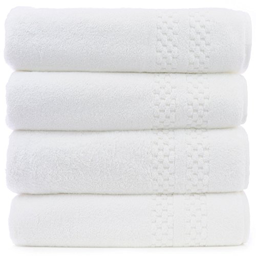 Book Cover Luxury Hotel & Spa Towel 100% Genuine Turkish Cotton - Checkered Pattern (White, Hand Towel - Set of 6)(16 X 30)