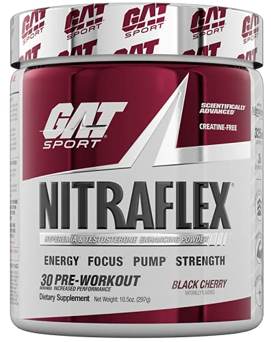 Book Cover GAT Sport NITRAFLEX Testosterone Boosting Powder, Increases Blood Flow, Boosts Strength and Energy, Improves Exercise Performance, Creatine-Free (Black Cherry, 30 Servings)