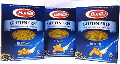 Book Cover Barilla Gluten Free Pasta Sampler Pack of 3 - Penne, Rotini, Elbows 12 oz each