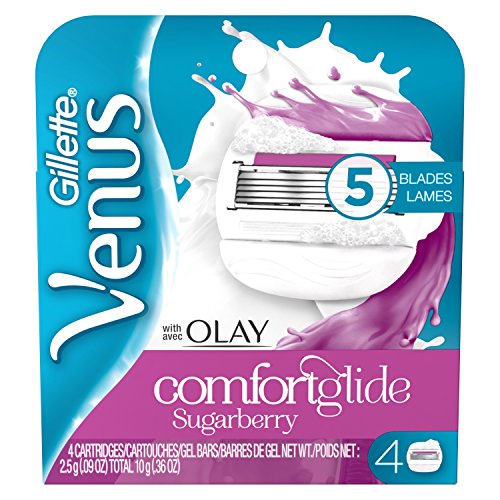 Gillette Venus & Olay Sugarberry Scent Razor Blade Refills, 4 count