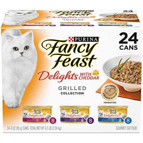 Purina Fancy Feast Gravy Wet Cat Food Variety Pack, Delights With Cheddar Grilled Collection - (24) 3 oz. Cans